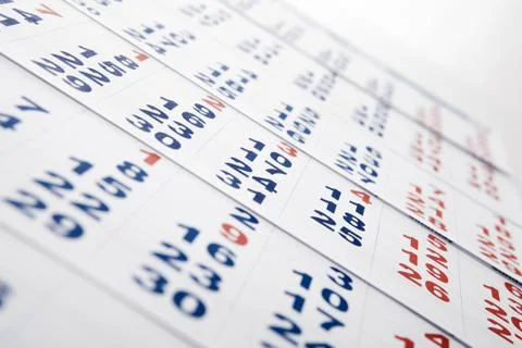 Sheets of wall calendar with the number of days Stock Photos