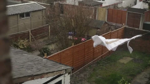 Sheets on Washing line in Snow Stock Footage 22260765