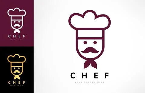 Сhef logo vector. Chef with mustache and chef hat. Clothes design. Stock Illustration