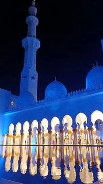Sheik Zayed Mosque in Abu Dhabi during the night. Stock Photos