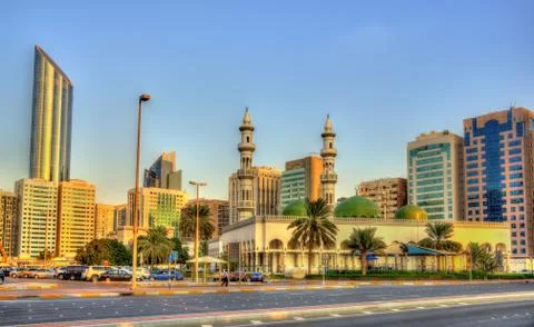 Sheikh Khalifa Bin Zayed the First Mosque in Abu Dhabi Stock Photos
