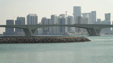 Sheikh Khalifa Bridge and Abu Dhabi skyline Stock Footage 182059224