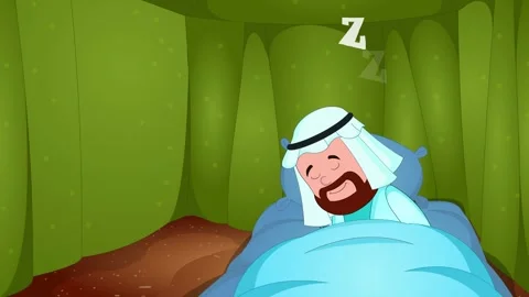 A sheikh is sleeping inside the tent Stock Footage 303633879