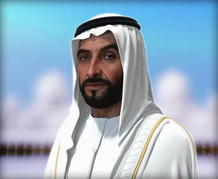 Sheikh Zayed 3D rendering Portrait Stock Illustration