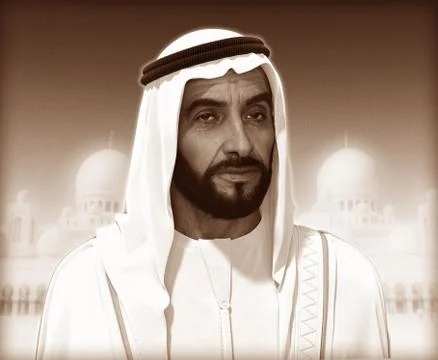 Sheikh Zayed 3D rendering Portrait Stockfoto's