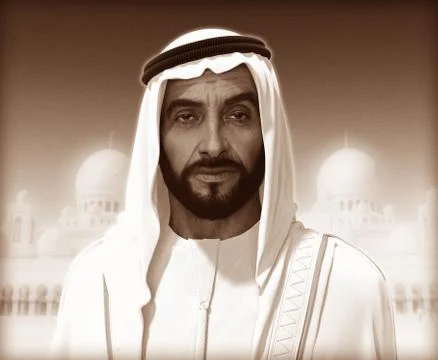 Sheikh Zayed 3D rendering Portrait Stockfoto's