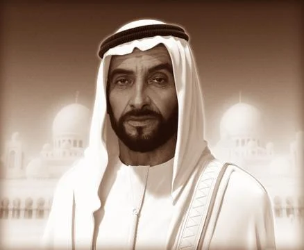 Sheikh Zayed 3D rendering Portrait Stockfoto's