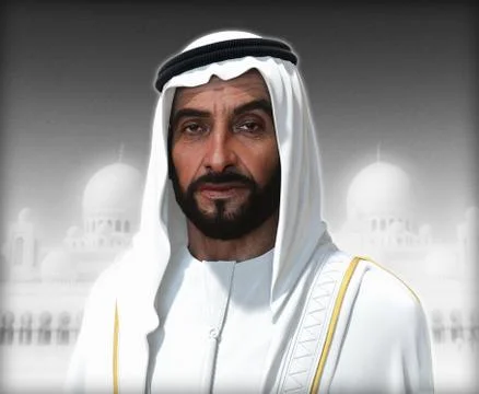 Sheikh Zayed 3D rendering Portrait Stockfoto's