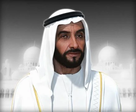 Sheikh Zayed 3D rendering Portrait Stockfoto's