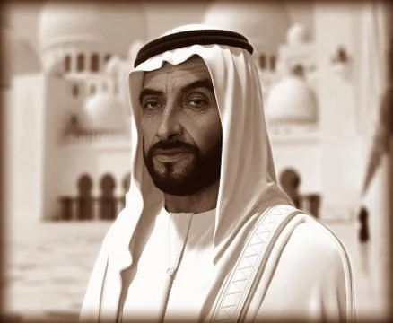 Sheikh Zayed 3D rendering Portrait Stockfoto's