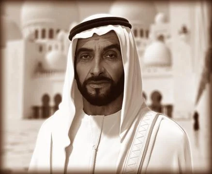 Sheikh Zayed 3D rendering Portrait Stockfoto's