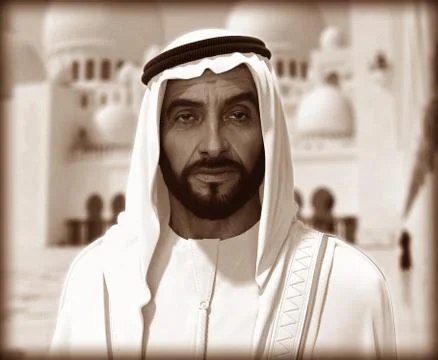 Sheikh Zayed 3D rendering Portrait Stockfoto's