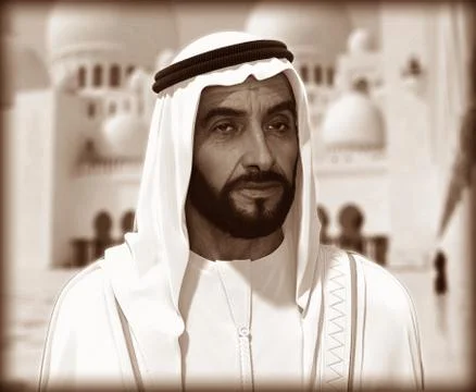 Sheikh Zayed 3D rendering Portrait Stockfoto's