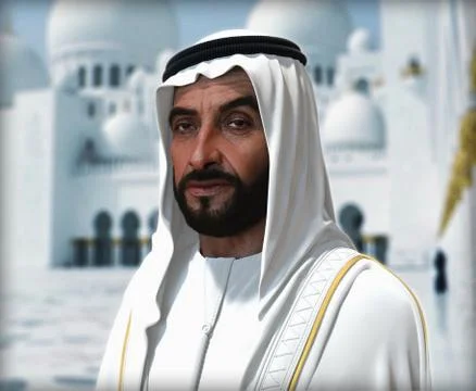 Sheikh Zayed 3D rendering Portrait Stockfoto's