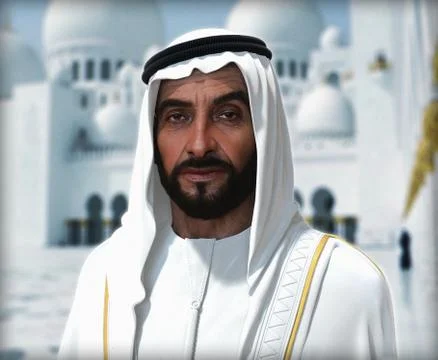 Sheikh Zayed 3D rendering Portrait Stockfoto's