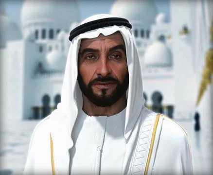 Sheikh Zayed 3D rendering Portrait Stockfoto's