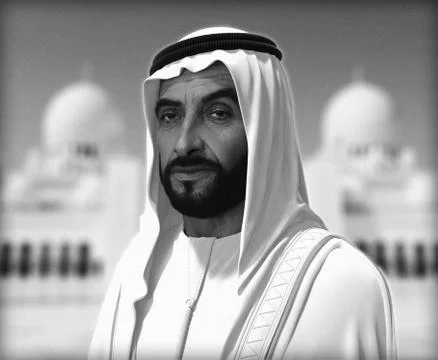 Sheikh Zayed 3D rendering Portrait Stockfoto's