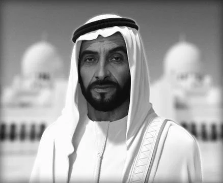 Sheikh Zayed 3D rendering Portrait Stockfoto's
