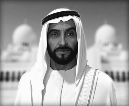 Sheikh Zayed 3D rendering Portrait Stockfoto's