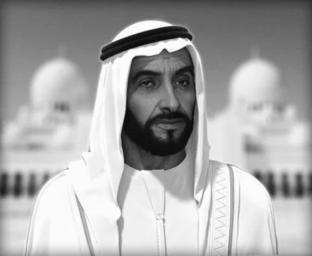 Sheikh Zayed 3D rendering Portrait Stockfoto's