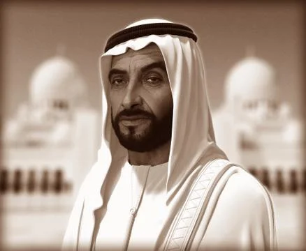 Sheikh Zayed 3D rendering Portrait Stockfoto's