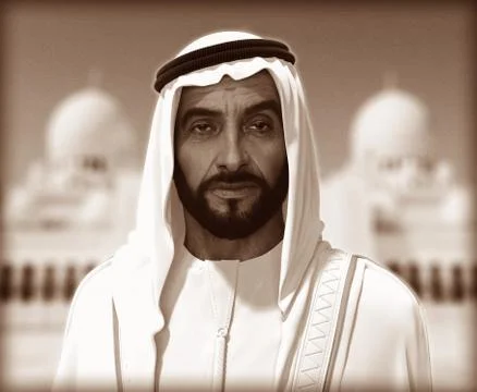 Sheikh Zayed 3D rendering Portrait Stockfoto's