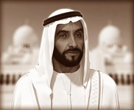 Sheikh Zayed 3D rendering Portrait Stockfoto's