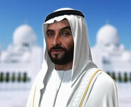 Sheikh Zayed 3D rendering Portrait Stockfoto's