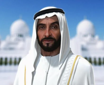 Sheikh Zayed 3D rendering Portrait Stockfoto's