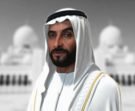 Sheikh Zayed 3D rendering Portrait Stockfoto's
