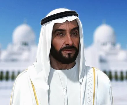 Sheikh Zayed 3D rendering Portrait Stockfoto's