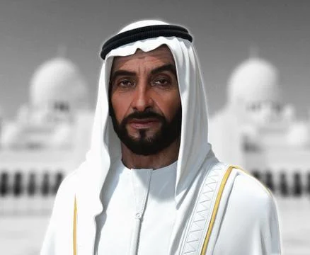 Sheikh Zayed 3D rendering Portrait Stockfoto's