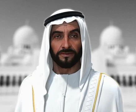 Sheikh Zayed 3D rendering Portrait Stockfoto's