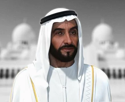 Sheikh Zayed 3D rendering Portrait Stockfoto's