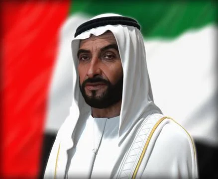 Sheikh Zayed 3D rendering Portrait Stockfoto's