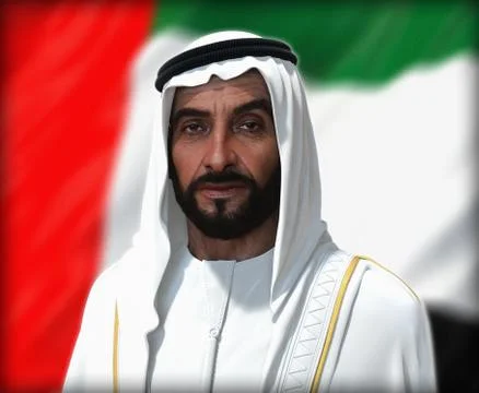 Sheikh Zayed 3D rendering Portrait Stockfoto's