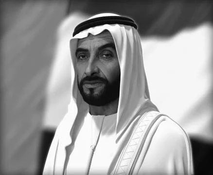 Sheikh Zayed 3D rendering Portrait Stockfoto's