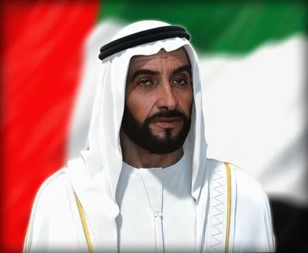 Sheikh Zayed 3D rendering Portrait Stockfoto's