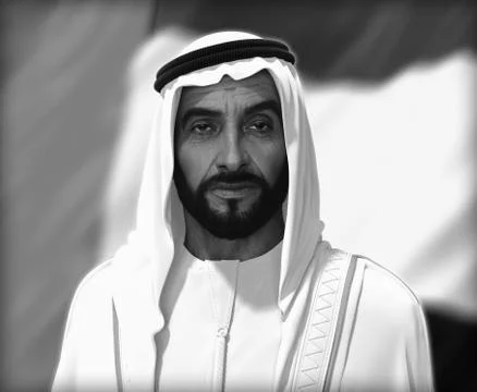 Sheikh Zayed 3D rendering Portrait Stockfoto's