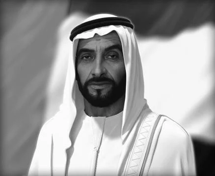 Sheikh Zayed 3D rendering Portrait Stockfoto's