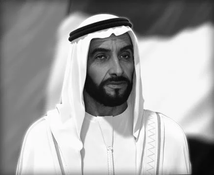 Sheikh Zayed 3D rendering Portrait Stockfoto's