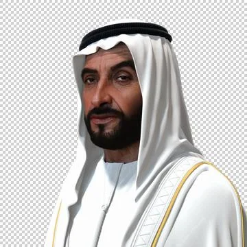 Sheikh Zayed 3D rendering Portrait Stockfoto's