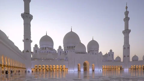 Sheikh Zayed Bin Sultan Al Nahyan Mosque, Abu Dhabi, United Arab Emirates, UAE Stock Footage 76100432