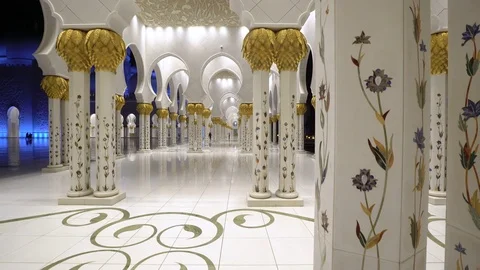 Sheikh Zayed Bin Sultan Al Nahyan Mosque, Abu Dhabi, United Arab Emirates, UAE Stock Footage 76100819