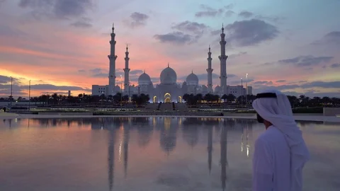 Sheikh Zayed Bin Sultan Al Nahyan Mosque, Abu Dhabi, United Arab Emirates, UAE Stock Footage 76103423