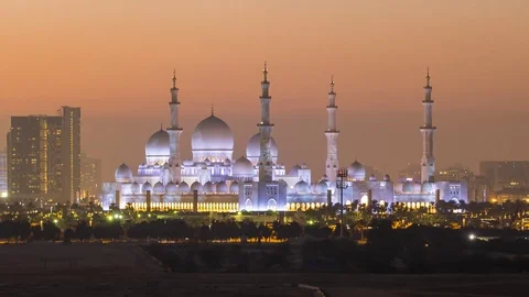 Sheikh Zayed Bin Sultan Al Nahyan Mosque, Abu Dhabi, United Arab Emirates, UAE Stock Footage 76104660