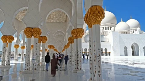 Sheikh Zayed bin Sultan Al Nahyan Grand Mosque, Abu Dhabi, United Arab Emirates Stock Footage 126744954