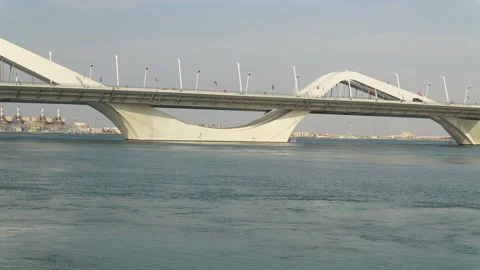 Sheikh Zayed Bridge over the Khor Al Maqta canal in Abu Dhabi, UAE Stock Footage 172535289