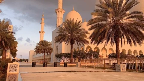 Sheikh Zayed Grand Mosque in Abu Dhabi Stock Footage 123530447
