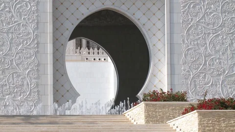 Sheikh Zayed Grand Mosque , Abu Dhabi, United Arab Emirates Stock Footage 128940401